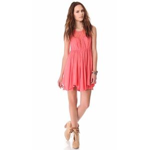 3 for $15 🌸 Free People Fiesta Crochet Lace Coral Mini Sleeveless Dress